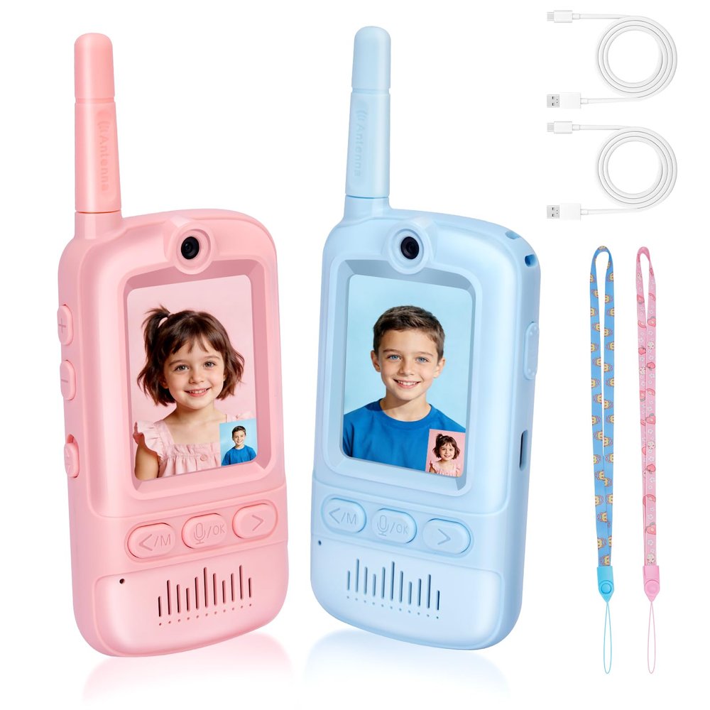 Video Walkie Talkies for Kids,Rechargeable Kids Toys 2 Pack,Long Range Radio Walkie Talkies,3-12 Boys and Girls Indoor, Outdoor, Camping, Adventure Fun Toys