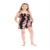 Hawaii Hangover Girl Group Matching Hawaiian Luau Ruffle Top Jumpsuit Romper, Pretty Hibiscus Vine Pink Black, Girl, Size 2 view 2