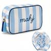 Empty Mahjong Tiles Bag with Zipper Thickened American Mahjong Rack Storage Bags Storage Pouch for Board Game Pieces Game Party Travel Gatherings Accessories, 10 x 6.8 x 3.5 Inch (Blue) (Blue) view 1