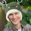 Animal Knit Hat - LED Light Frog Design, Ear Protection Warm Wool, Soft Knit Breathable Fabric, Adjustable Headband Comfortable Fit | Versatile Winter Outdoor Play School Party Kids Scenario view 2