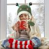 Animal Knit Hat - LED Light Frog Design, Ear Protection Warm Wool, Soft Knit Breathable Fabric, Adjustable Headband Comfortable Fit | Versatile Winter Outdoor Play School Party Kids Scenario view 4