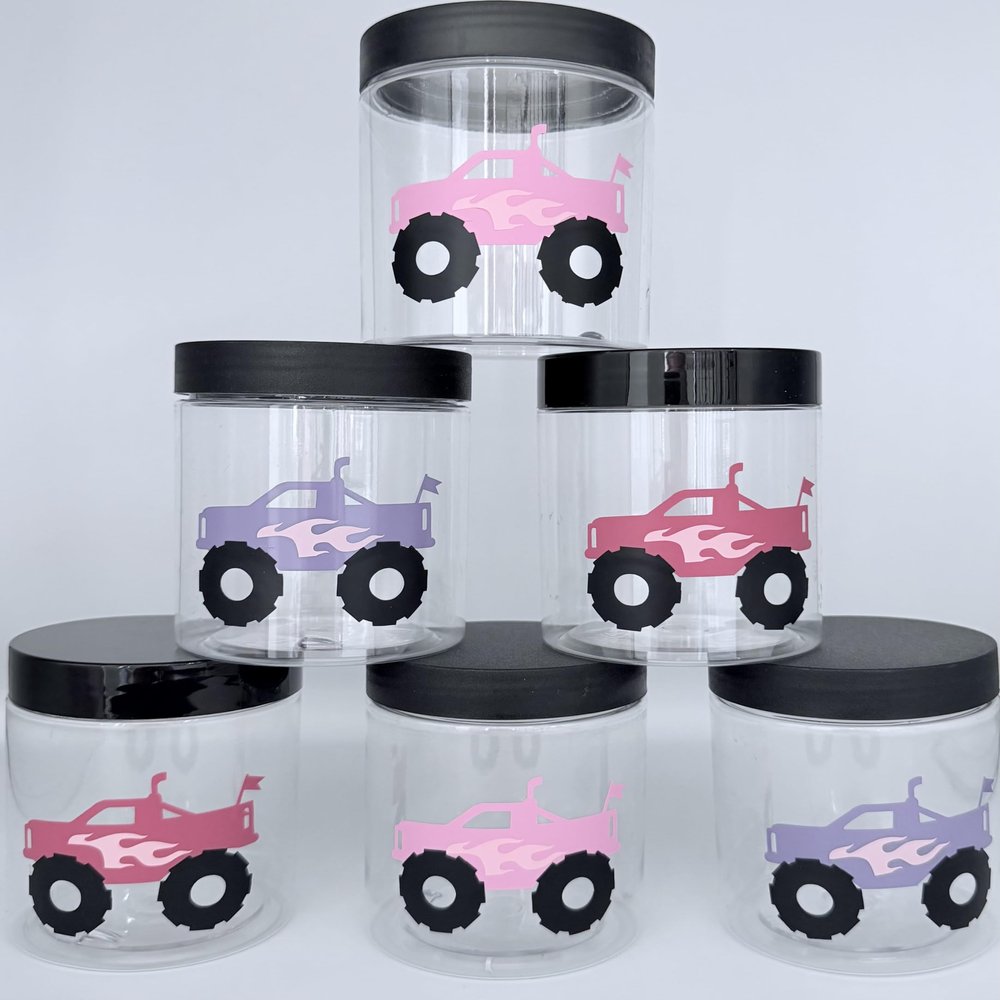 12 Girls Monster Truck party Favors, Pink Birthday, first birthday, Off road,Party supplies