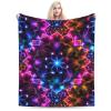 PWAOWU Neon Rainbow Mandala Blanket, Fleece Throw Blanket, Decor for Bed Sofa Home Office Travel Housewarming Gifts 40"x30" view 1