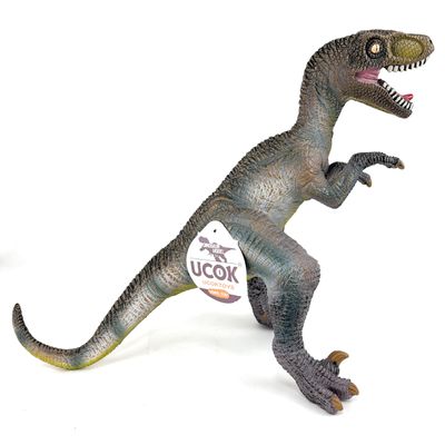 16 Velociraptor Vinyl Dinosaur Toy with Sound Effects  Realistic Large Dino Figure for Kids  Pretend Play & Display