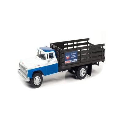 1960 Stake Bed Truck Blue and White 1/87 (HO) Scale Model Car by Classic Metal Works 30641