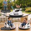 12V Electric Bumper Car for Kids, 360 Spin Ride On Toy with Remote Control, 2 Speed, Music, LED Lights, 5-Point Safety Belt, Toddler Vehicle with Tool Box, White view 4