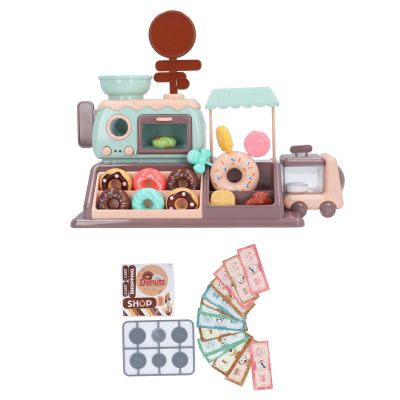 TOPINCN Donut Store Playset, Role Play Toy with Light Sound Music Includes Oven Donuts Candies Stand Money Role Playing Learning Activities