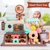 TOPINCN Donut Store Playset, Role Play Toy with Light Sound Music Includes Oven Donuts Candies Stand Money Role Playing Learning Activities view 3