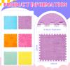 Tinideya 72 Pcs Plush Interlocking Carpet Tiles, 12 x 12 x 0.4 Inch EVA Foam Puzzle Mat Squares, Soft Washable Anti Slip Floor Mat for Bedroom, Nursery, Playroom, Living Room, Macaron Colors view 2