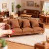 1:12 & 1:8 Scale Miniature Suede Sofa with 3 Pillows,Brown Mini Couch for 5-9 Inch Dolls, Dollhouse Furniture, Mini Scene Decor and Photography Prop (Mocha Brown) view 1