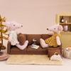 1:12 & 1:8 Scale Miniature Suede Sofa with 3 Pillows,Brown Mini Couch for 5-9 Inch Dolls, Dollhouse Furniture, Mini Scene Decor and Photography Prop (Mocha Brown) view 3