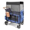 BudGlowey Foldable Wagon Stroller for 2 Kids, All-Terrain Blue Wagon with 5-Point Harness, Canopy, Insulated Snack Pack, Adjustable Handle, Parent Organizer for Outdoor Use view 1