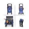 BudGlowey Foldable Wagon Stroller for 2 Kids, All-Terrain Blue Wagon with 5-Point Harness, Canopy, Insulated Snack Pack, Adjustable Handle, Parent Organizer for Outdoor Use view 3