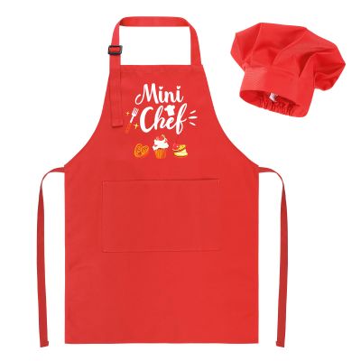 XLSXEXCL Kids Apron and Chef Hat Set, Mini Chef Funny Apron