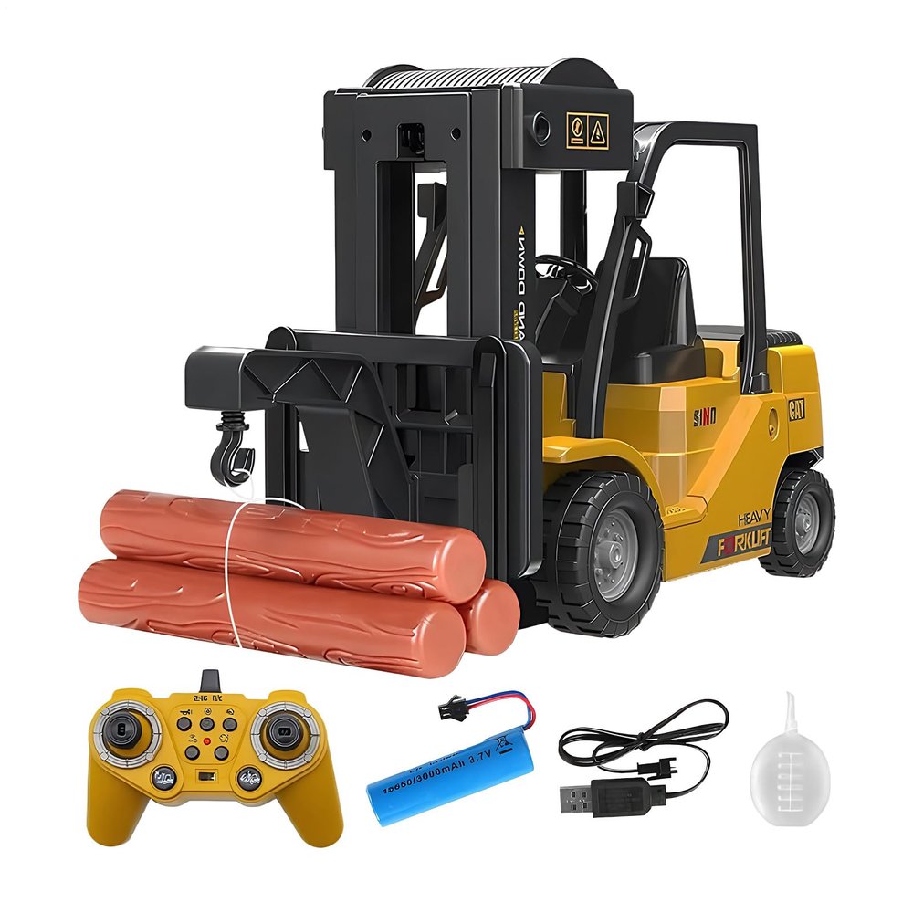 1:24 Scale Remote Control Forklifs, with Realistic Loading Simulation, 25.5x10x16cm, 2 Mode Rc Forklifts Truck with Spray Sound and Lights, Rc Construction Vehicles Toy, High-Speed Design, for Kid's