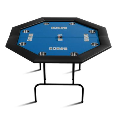 Reljofum Octagon Poker Table with Collapsible Legs, Casino Leisure Gamimg Table for 8 Players, Texas Holdem Blackjack Poker Table with Stainless Steel Cup Holder