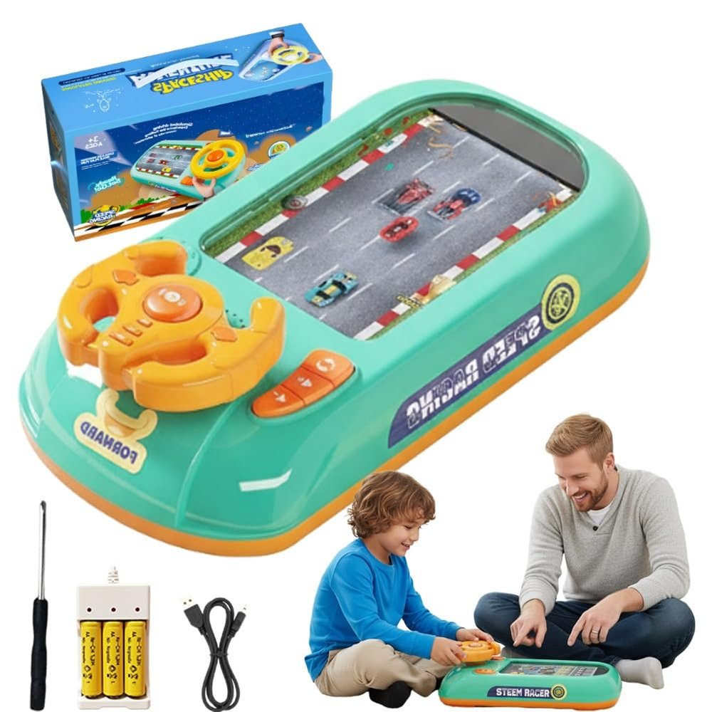 Turbo Interactive Game Set with 200 Challenges, 2026 Upgrade Race Interactive Game Set, Obstacle Avoidance Racing Adventure Car Steering Wheel, Car Driving Simulator for Family Activity(Green)