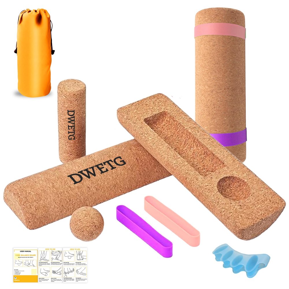 Premium Cork Balance Board for Foot Recovery & Mobility, Professional Foot Strengthening & Balance Training Kit for Plantar Fasciitis Relief, Physical Therapy & Stability (Full Premium Kit)