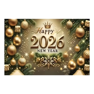 2026 New Year Wall Sign, Gold Holiday Decorations, Polyester Banner for Indoor, Outdoor, Christmas, Home, Office, School, Shop, Farmhouse, Bar, Photography