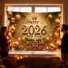 2026 New Year Wall Sign, Gold Holiday Decorations, Polyester Banner for Indoor, Outdoor, Christmas, Home, Office, School, Shop, Farmhouse, Bar, Photography view 3