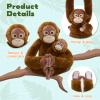 Tezituor 17.7" Hanging Monkey Stuffed Animal with Baby, Long Arm Monkey Plush Toy Set, Cute Mother and Baby Monkey Toys for Kids, Nursery Decor, Birthday Gifts for Boys Girls view 2
