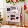 CHEFJOY Kids Kitchen Playset, Wooden Play Kitchen with Sound & Light, Montessori Toy for Bedroom Playroom Indoor, Ideal for Toddlers Ages 3+ (Pink + Golden) view 2
