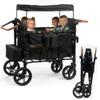 DOVELF Wagon Stroller for 4 Kids, Folding All-Terrain 4 Seater Stroller Wagon with Removable Canopy, Harnesses, Detachable Snack Tray, Adjustable Handle Bar, Storage Bag view 1