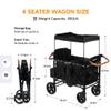 DOVELF Wagon Stroller for 4 Kids, Folding All-Terrain 4 Seater Stroller Wagon with Removable Canopy, Harnesses, Detachable Snack Tray, Adjustable Handle Bar, Storage Bag view 2