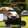 DOVELF Wagon Stroller for 4 Kids, Folding All-Terrain 4 Seater Stroller Wagon with Removable Canopy, Harnesses, Detachable Snack Tray, Adjustable Handle Bar, Storage Bag view 3