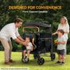 DOVELF Wagon Stroller for 4 Kids, Folding All-Terrain 4 Seater Stroller Wagon with Removable Canopy, Harnesses, Detachable Snack Tray, Adjustable Handle Bar, Storage Bag view 4