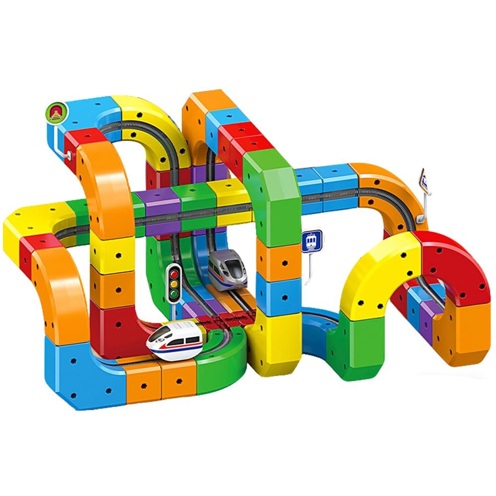 Electric Train Set for Kids  3D Magic Rail Cube with Motorized Car, Gravity Defying Track, Modular Snap-Fit Building Blocks, STEM Educational Toy for Boys & Girls Ages 3-8