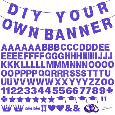 131 PCS Custom Banner Glitter DIY Letter Banners Personalized Banner for Birthday Congratulations Wedding Party Royal Blue Glitter 5-inch