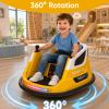 12V Electric Bumper Car for Kids, 360 Spin Ride On Toy with Remote Control, 2 Speed, Music, LED Lights, 5-Point Safety Belt, Toddler Vehicle with Tool Box, Yellow view 3