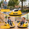 12V Electric Bumper Car for Kids, 360 Spin Ride On Toy with Remote Control, 2 Speed, Music, LED Lights, 5-Point Safety Belt, Toddler Vehicle with Tool Box, Yellow view 4