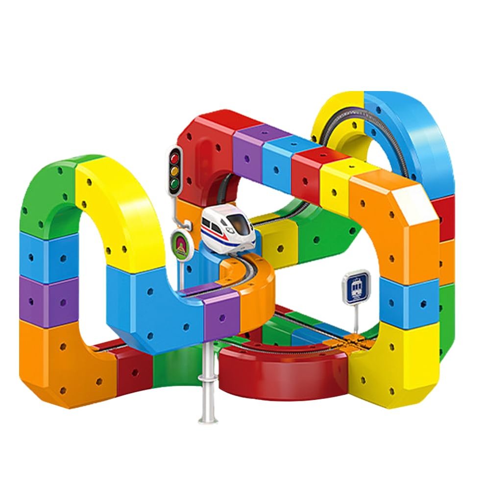 Electric Train Set for Kids  3D Magic Rail Cube with Motorized Car, Gravity Defying Track, Modular Snap-Fit Building Blocks, STEM Educational Toy for Boys & Girls Ages 3-8