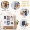 CHEFJOY Kids Kitchen Playset, Wooden Play Kitchen with Sound & Light, Montessori Toy for Bedroom Playroom Indoor, Ideal for Toddlers Ages 3+ (White+Silver) view 4