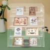 360 Rotating Acrylic Display Case with Lock & Key, 4-Tier V-Shaped Shelves Showcase, 13.4x7.5x17.3in Tabletop Cabinet for Sunglasses Jewelry Collectibles, No Assembly Required, Modern Decor view 4