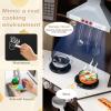 CHEFJOY Corner Play Kitchen, Wooden Pretend Cooking Set with Lights, Sounds & Chalkboard, Montessori Sensory Toy for Playroom, Bedroom,Small Space, Toddlers Ages 3+ (Espresso) view 4