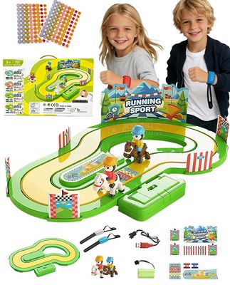 Motion-Sensing Racing Game, Competitive Simulation Track Motion Toys, 2-Player Interactive Track Battle Toy, Active Parent-Child Play for Ages 410, Party (Green-A)