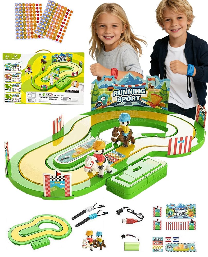 Motion-Sensing Racing Game, Competitive Simulation Track Motion Toys, 2-Player Interactive Track Battle Toy, Active Parent-Child Play for Ages 410, Party (Green-A)