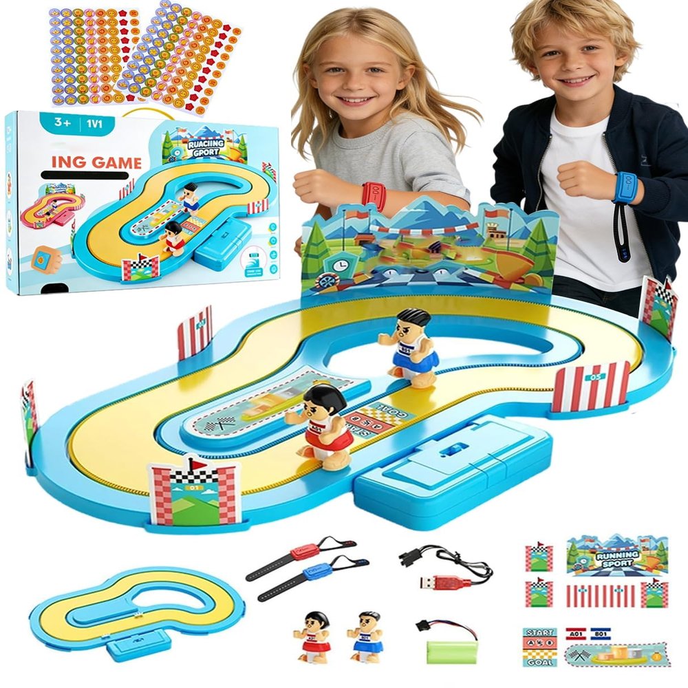 Motion-Sensing Racing Game, Competitive Simulation Track Motion Toys, 2-Player Interactive Track Battle Toy, Active Parent-Child Play for Ages 410, Party (Blue)