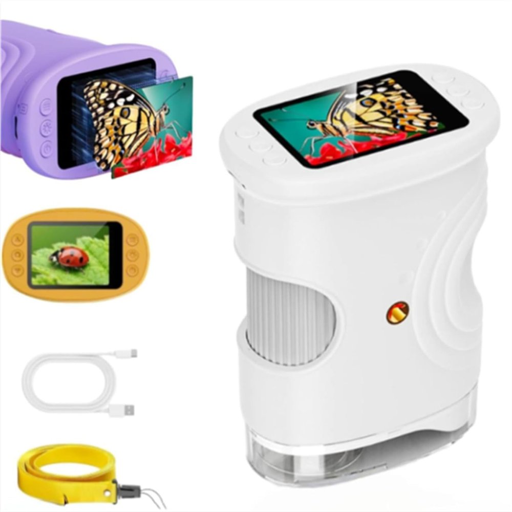 4K Discovery Microscope, 1000x Handheld Microscope, Digiscope Kids, Digital Microscopes for Children, 2026 Upgraded Portable Mini Pocket Microscopes with 4k 2.0" Screen, for Home (White)