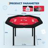 Garvee 48" Folding Poker Table, Folding Game Table Padded Rails  Stainless Steel Cup Holders  Collapsible Metal Legs, 8 Players Octagon Casino Table for Texas Holdem Games (Red) view 4