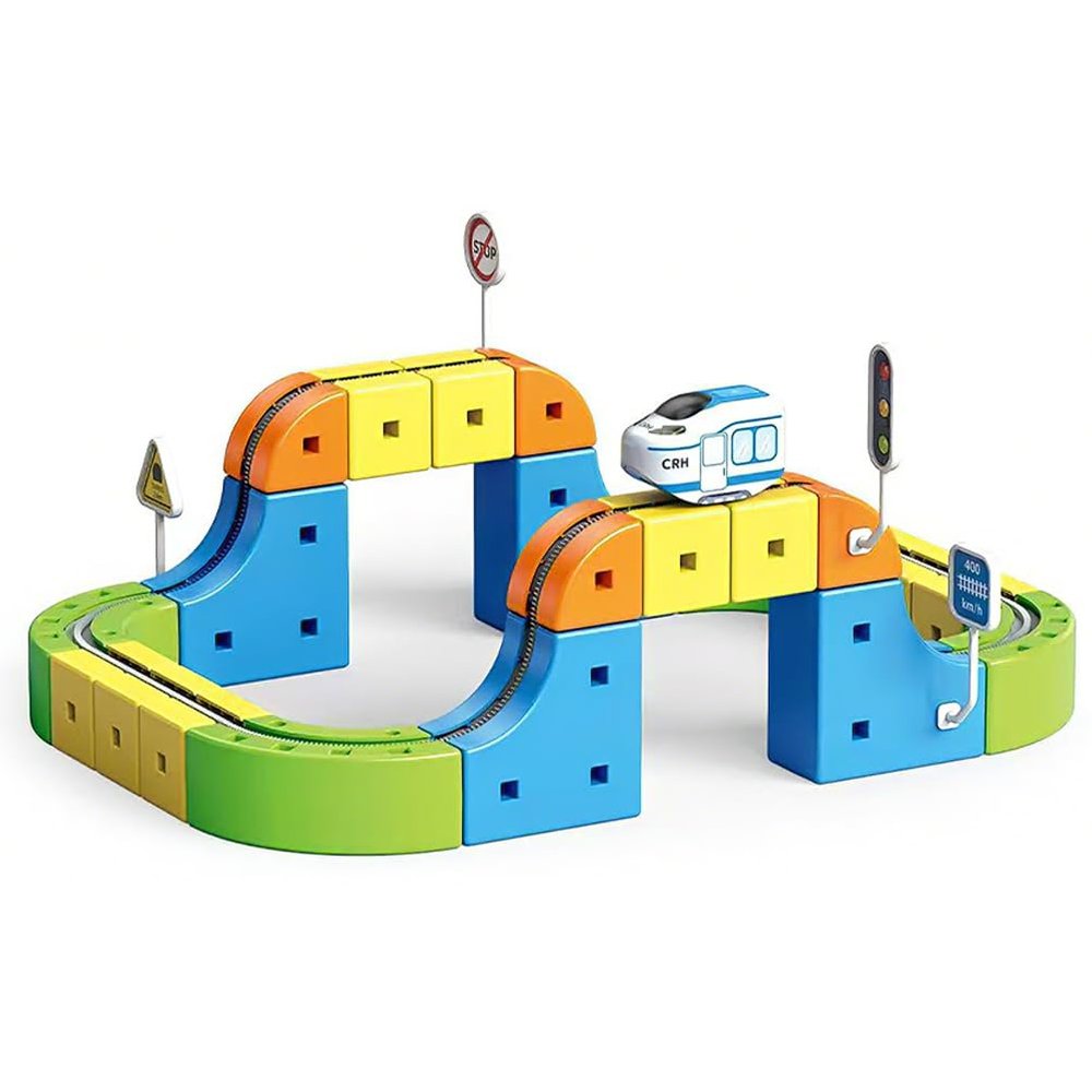 Electric Train Set for Kids  3D Magic Rail Cube with Motorized Car, Gravity Defying Track, Modular Snap-Fit Building Blocks, STEM Educational Toy for Boys & Girls Ages 3-8