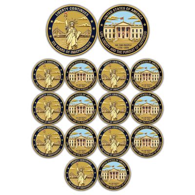 16Pcs USA 250th Anniversary Commemorative Coin - Statue of Liberty & White House Patriotic Collectible - America 250 Merchandise for Celebration & Gifting (1776-2026)