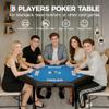 Garvee 48" Folding Poker Table, Folding Game Table Padded Rails  Stainless Steel Cup Holders  Collapsible Metal Legs, 8 Players Octagon Casino Table for Texas Holdem Games (Blue) view 2