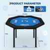 Garvee 48" Folding Poker Table, Folding Game Table Padded Rails  Stainless Steel Cup Holders  Collapsible Metal Legs, 8 Players Octagon Casino Table for Texas Holdem Games (Blue) view 4