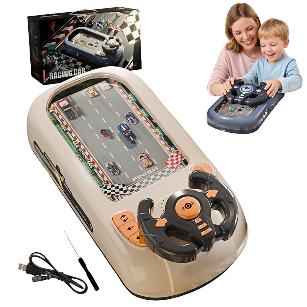 TurboRace Interactive Game Set with 200 Challenges, Turbo Race Interactive Racing Steering Wheel Games with Lights and Sounds, Racing Simulator for Kids, Car Obstacle Avoidance Driving Toy