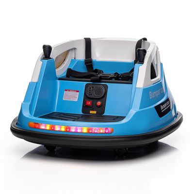 12V Electric Bumper Car for Kids, 360 Spin Ride On Toy with Remote Control, 2 Speed, Music, LED Lights, 5-Point Safety Belt, Toddler Vehicle with Tool Box, Blue