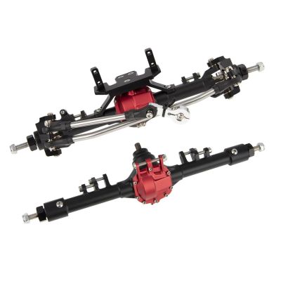 RC Car Front Rear Axle for Axial for Deadbolt SCX10 II for Trail for Honcho 1/10 rc Car CNC Integrated Aluminum Alloy Front Rear Axles Upgrade Parts(Black)